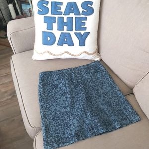 Karen Scott Petites blue skirt light denim filigree stretch